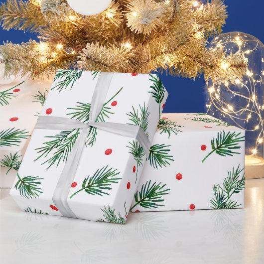 Muster für Kiefer und Beeren Geschenkpapier (Feiertage)
