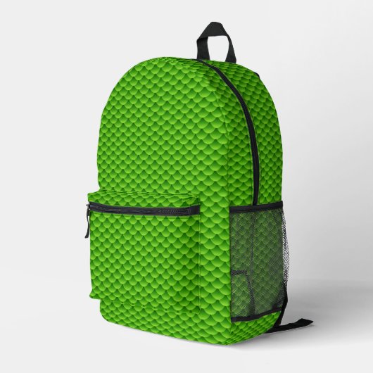 Muster für kleine grüne Fische Bedruckter Rucksack (Rückseitige Ecke Rechts)