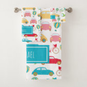 Muster für kleine junge Fahrzeuge mit Vorname Badhandtuch Set (Insitu)