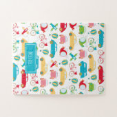 Muster für kleine junge Fahrzeuge mit Vorname Puzzle (Horizontal)