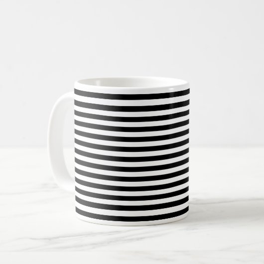 Muster für kleine, schwarze und weiße Streifen Kaffeetasse (Vorderseite Links)