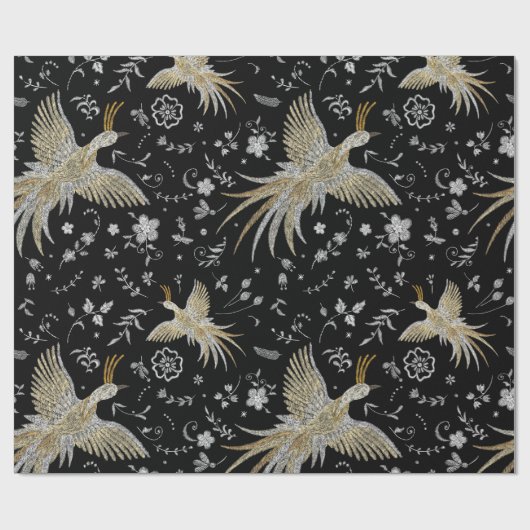 Muster für Kranvögel und Blume Geschenkpapier (Flach)