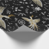 Muster für Kranvögel und Blume Geschenkpapier (Ecke)