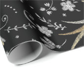 Muster für Kranvögel und Blume Geschenkpapier (Rolleneckpunkt)