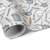 Muster für Küchenwerkzeuge Geschenkpapier (Rolleneckpunkt)