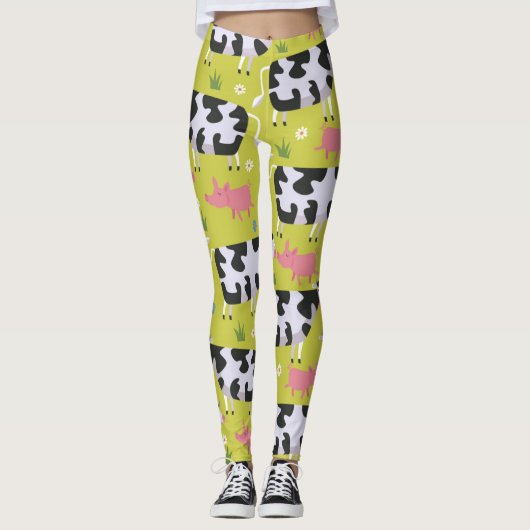 Muster für Kühe und Schweine Leggings (Vorderseite)