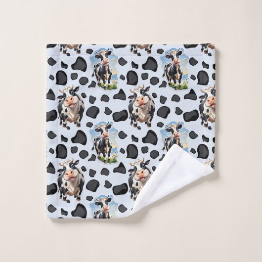 Muster für Kuhmuster Badhandtuch Set (Waschlappen)