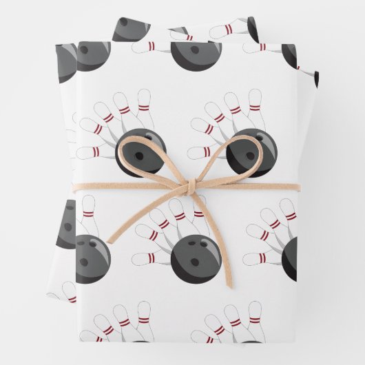 Muster für kundenspezifisches Bowling Ball & Butto Geschenkpapier Set (Beispiel)