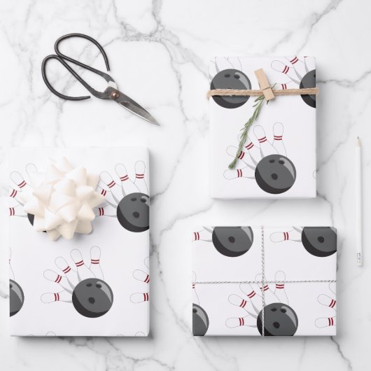 Muster für kundenspezifisches Bowling Ball & Butto Geschenkpapier Set (Vorderseite)
