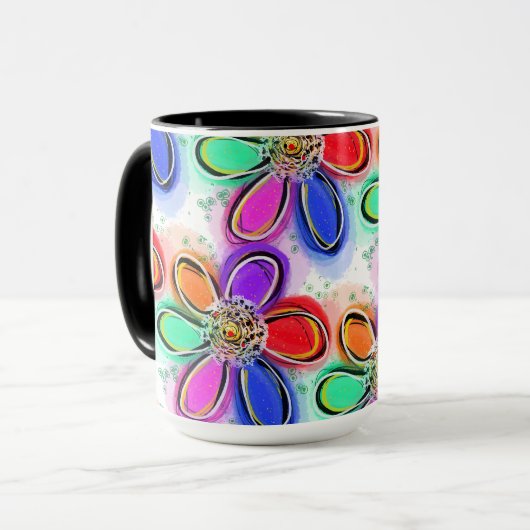 Muster für Künstlerische Aquarellfarben-Blume Tasse (Vorderseite Links)