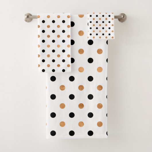 Muster für Kupfer und schwarze Punkte auf weiß Badhandtuch Set (Insitu)