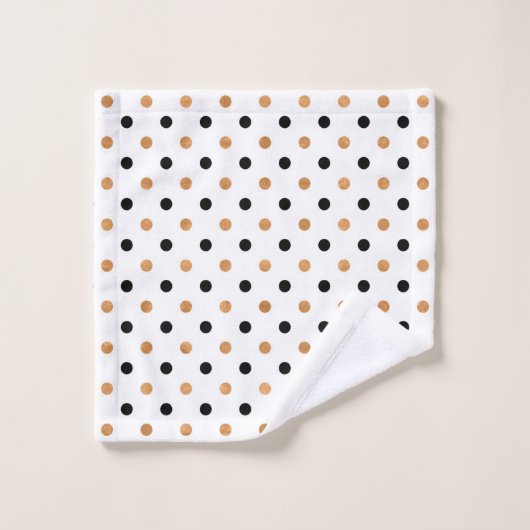 Muster für Kupfer und schwarze Punkte auf weiß Badhandtuch Set (Waschlappen)