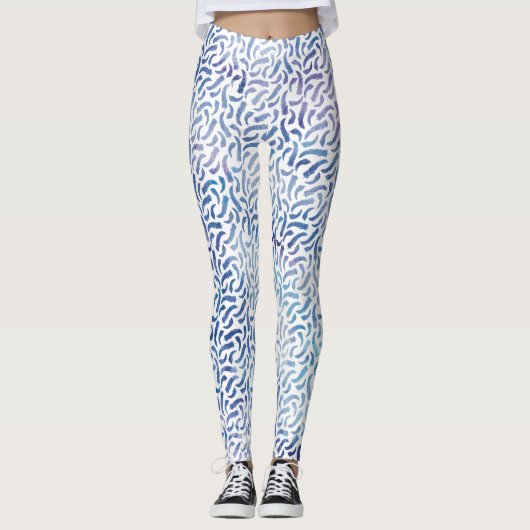 Muster für Lavendel- und Blauwasserfarben Leggings (Vorderseite)