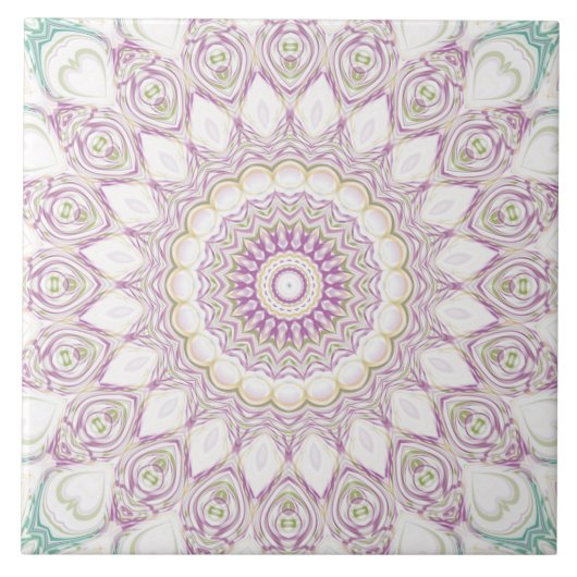 Muster für Lavendel und grüne Pastel Mandala Fliese (Vorderseite)