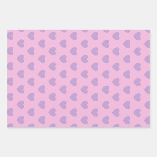 Muster für Lavendel und rosa Herzen Geschenkpapier Set (Vorderseite)