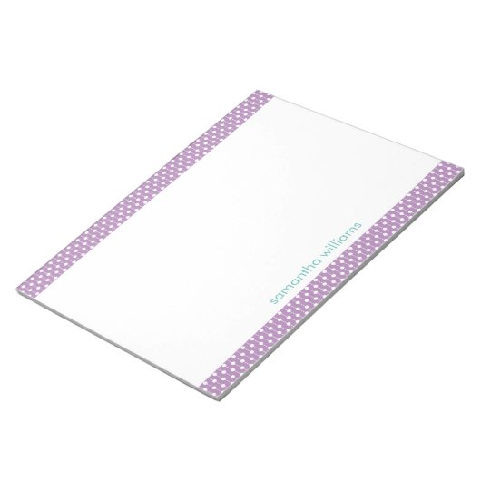 Muster für Lavendelpunkte und Streifen Personalisi Notizblock (angewinkelt)