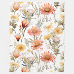 Muster für lebendige Watercolor-Wüste-Wildblumen Fleecedecke
