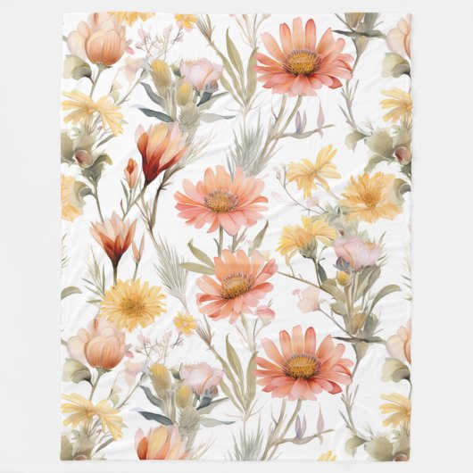Muster für lebendige Watercolor-Wüste-Wildblumen Fleecedecke (Vorderseite)