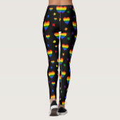 Muster für LGBT-Regenbogen und farbenfrohe Blume Leggings (Rückseite)