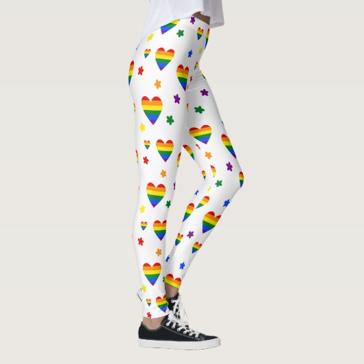 Muster für LGBT-Regenbogen und farbenfrohe Blume Leggings (Rechts)