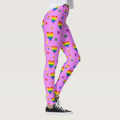 Muster für LGBT-Regenbogen und farbenfrohe Blume Leggings (Rechts)