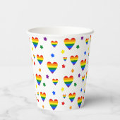 Muster für LGBT-Regenbogen und farbenfrohe Blume Pappbecher (Rückseite)