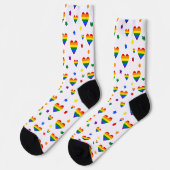 Muster für LGBT-Regenbogen und farbenfrohe Blume Socken (Linkes Detail)