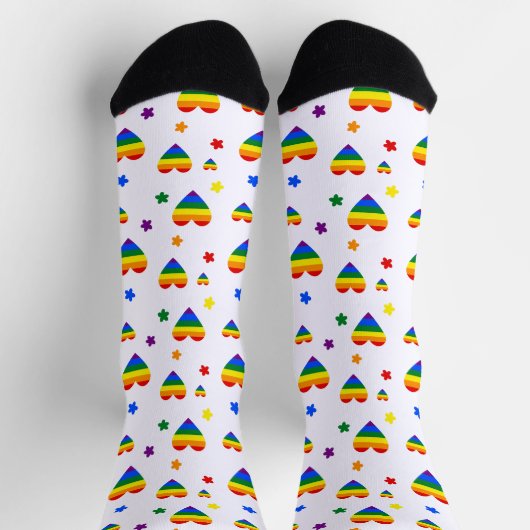 Muster für LGBT-Regenbogen und farbenfrohe Blume Socken (Oben)