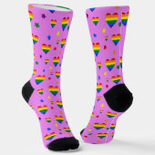 Muster für LGBT-Regenbogen und farbenfrohe Blume Socken (Gewinkelt)