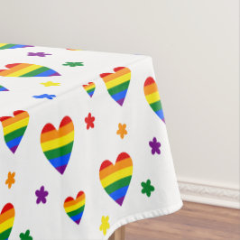 Muster für LGBT-Regenbogen und farbenfrohe Blume Tischdecke