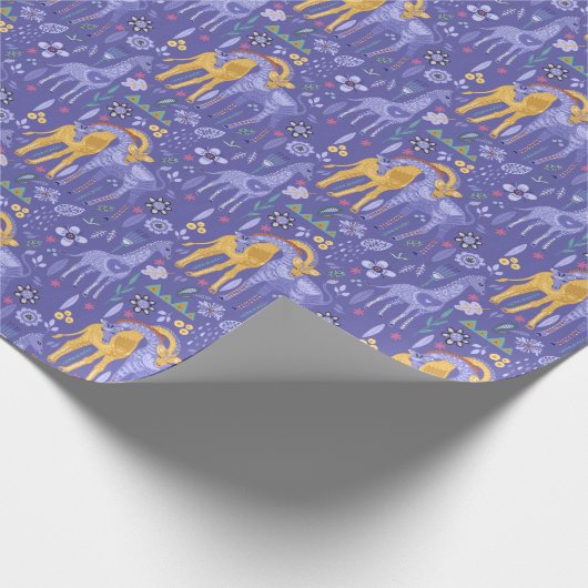 Muster für Lila Aquamarine Giraffen Geschenkpapier (Ecke)
