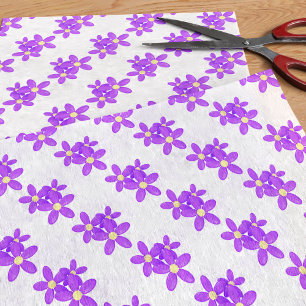 Muster für lila Blume Blumenweißgewebe Seidenpapier