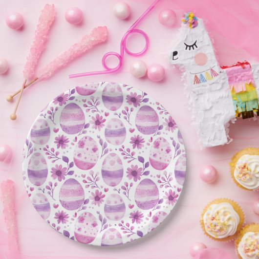 Muster für lila Ostereier und Blume Pappteller (Party)