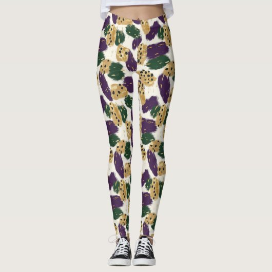 Muster für Lila Pinselstriche Leggings (Vorderseite)
