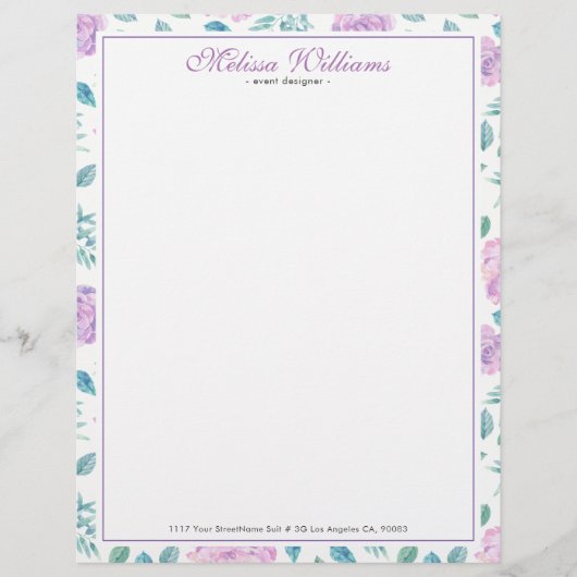 Muster für Lila Rose Briefkopf (Vorderseite)