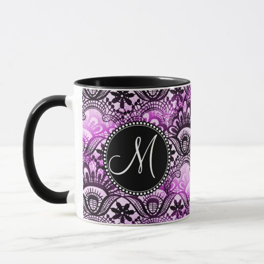 Muster für Lila Spitzenmatte mit Monogramm Tasse (Links)
