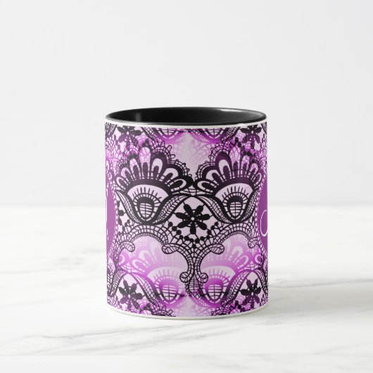 Muster für Lila Spitzenmatte mit Monogramm Tasse (Zentrum)