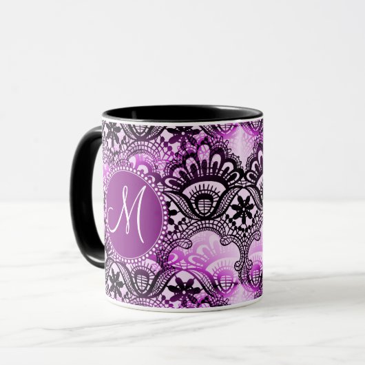 Muster für Lila Spitzenmatte mit Monogramm Tasse (Vorderseite Links)