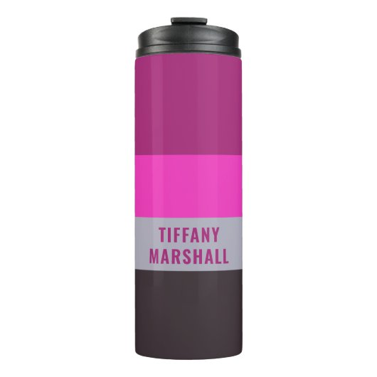 Muster für Lila Streifen in Rosa und Dunkelgrau Thermosbecher (Vorderseite)