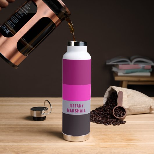 Muster für Lila Streifen in Rosa und Dunkelgrau Trinkflasche (Kaffee)