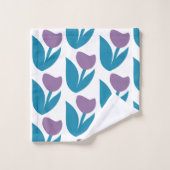 Muster für lila und blaue Abstrakte Blume Badhandtuch Set (Waschlappen)