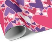 Muster für lila und rote Herzen Geschenkpapier (Rolleneckpunkt)