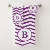 Muster für lila und weiße Streifen Badhandtuch Set (Insitu)