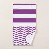 Muster für lila und weiße Streifen Badhandtuch Set (Handtuch)