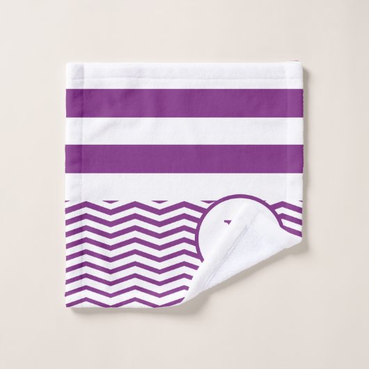 Muster für lila und weiße Streifen Badhandtuch Set (Waschlappen)