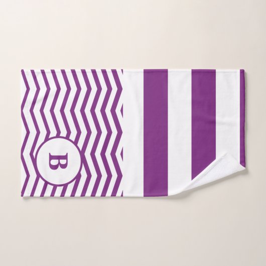 Muster für lila und weiße Streifen Badhandtuch Set (Handtuch)