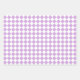 Muster für lila und weißes Schachbrett Geschenkpapier Set