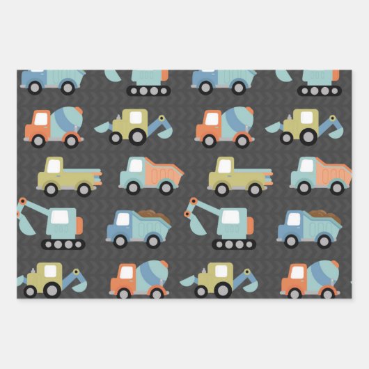 Muster für Lkw in Orange Geschenkpapier Set (Vorderseite 3)