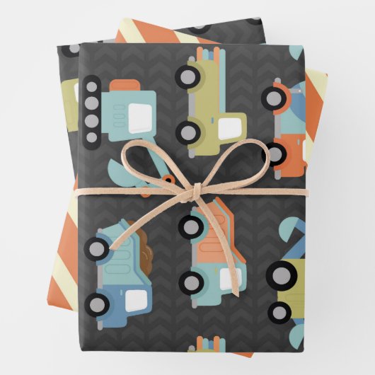 Muster für Lkw in Orange Geschenkpapier Set (Beispiel)