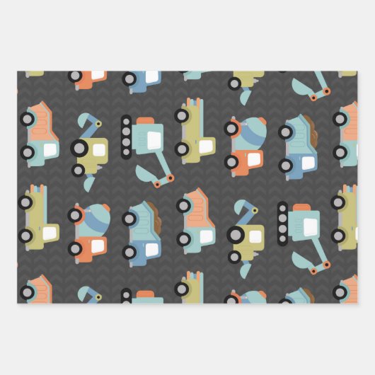 Muster für Lkw in Orange Geschenkpapier Set (Vorderseite)